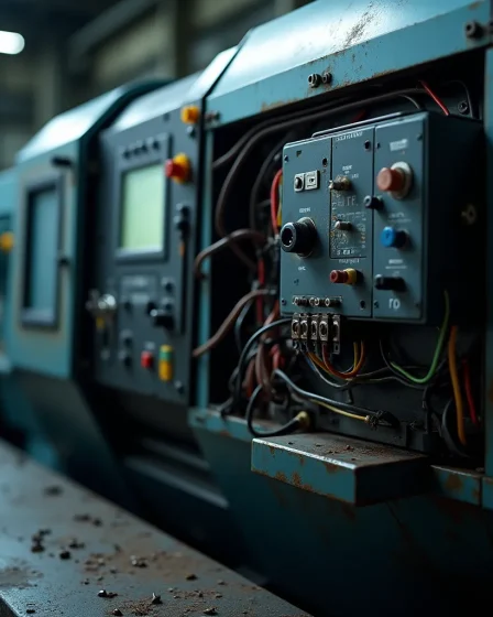 Pannello di controllo numerico di un tornio CNC durante un intervento di retrofit in officina meccanica